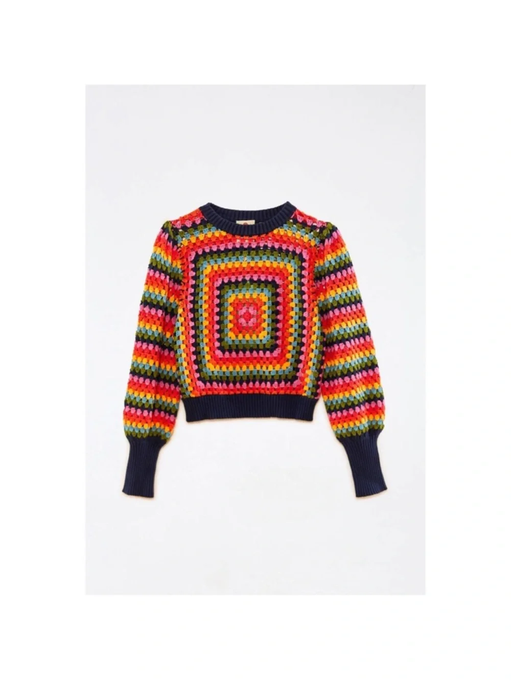 FARM Rio Multicolor Crochet Square Sweater - Picture 2 of 7